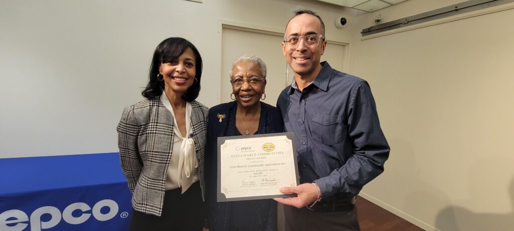 From Left: Donna Cooper (PEPCO Regional President) and PBCA Public Works Chair Alberta Paul and President Stan Benton Receive 25K Award-