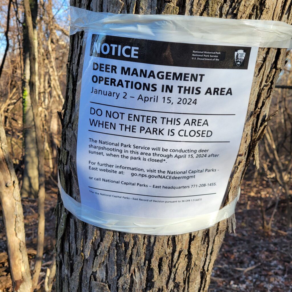 NPS Deer Management in Ft Circle Park through April 15th