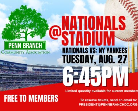 Join your Penn Branch Neighbors at Nationals Stadium on Aug 27 @6:45PM