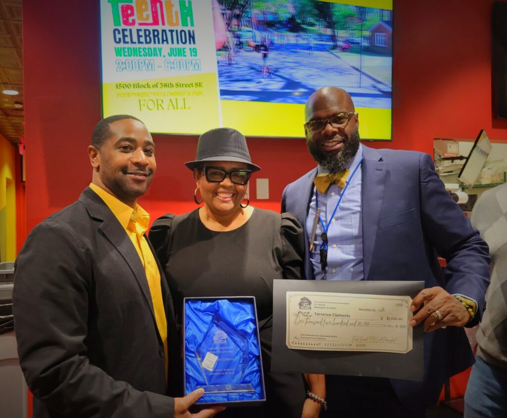 (From Right) Terrence Clements,  2024 PBCA Community Service Awardee and  Dr. Marla and Stephen Dean.